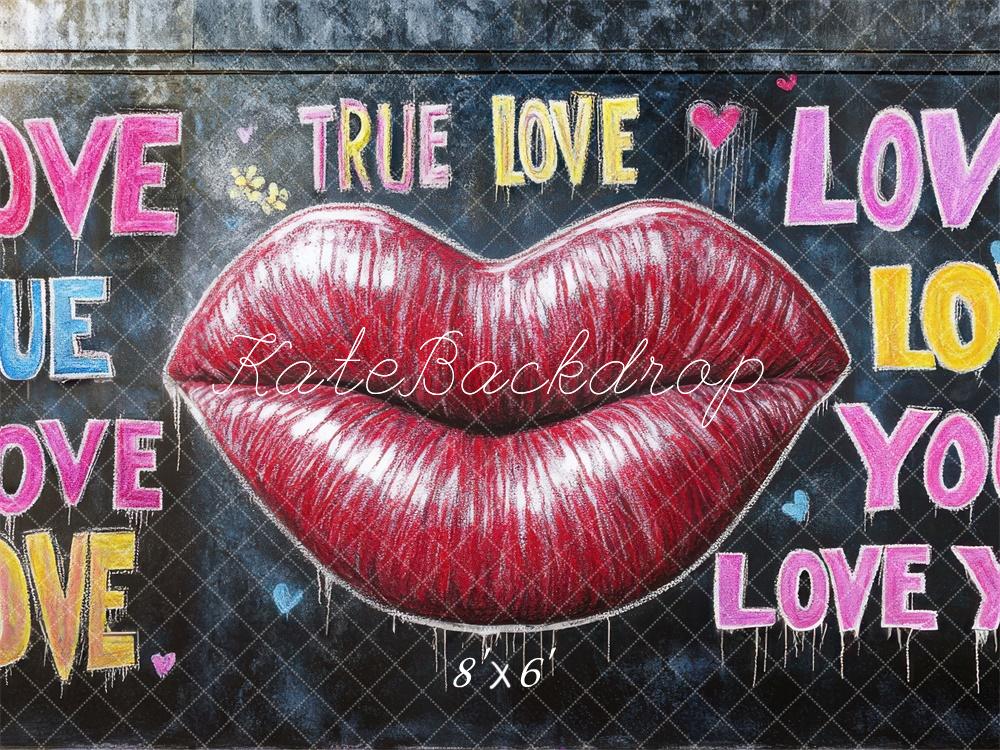 Kate Valentine Lips Love Graffiti Backdrop Designed by Mini MakeBelieve