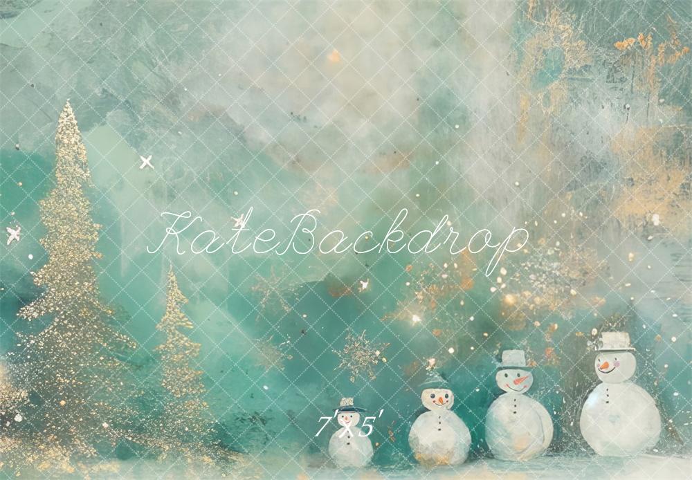 Fondo de invierno Navidad muñeco de nieve copos de nieve diseñado por Lidia Redekopp