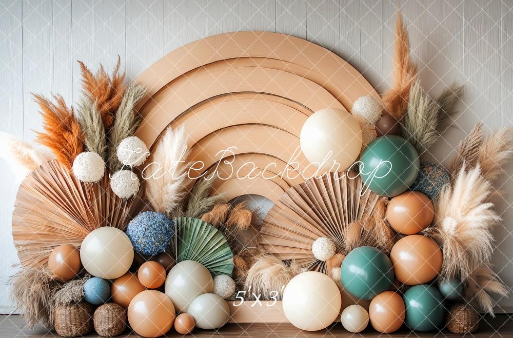 Boho Houten Ballonboog Foto Achtergrond Designed by Patty Roberts