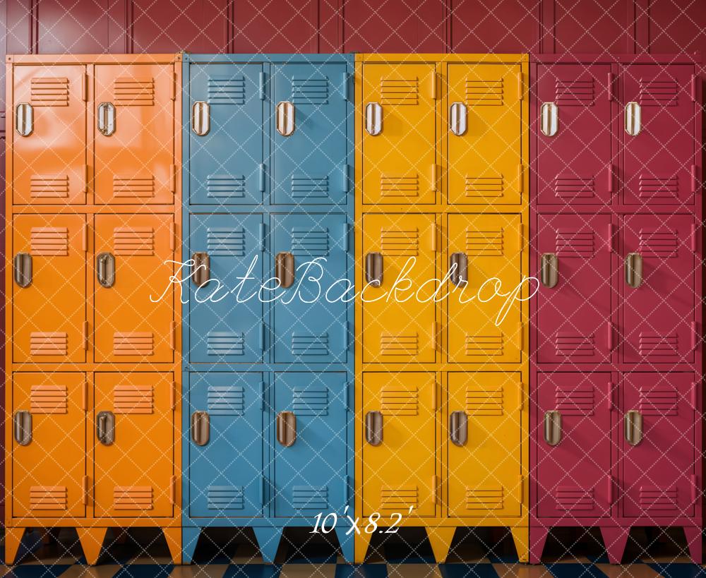 Kate Back to School Colorful Retro Locker Backdrop Designed by Emetselch