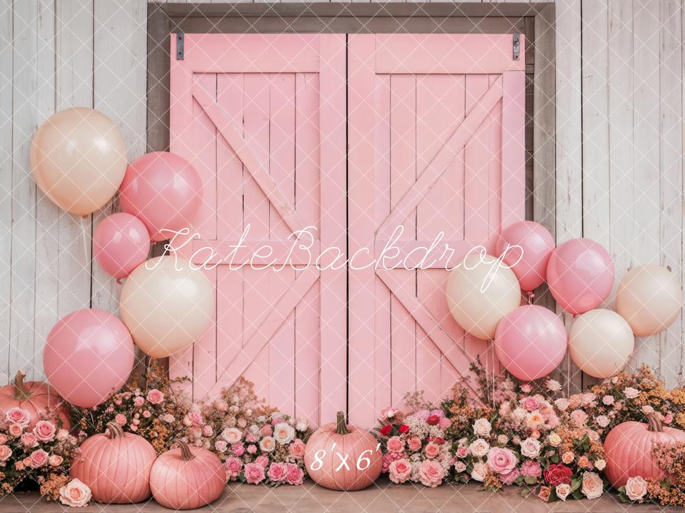 Kate Valentine Barn Door Pink Floral Backdrop Designed by Emetselch