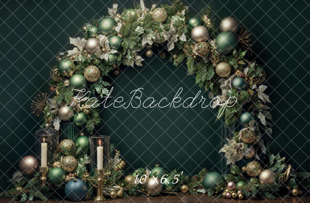 Kate Christmas Decoration Dark Green Arch Wall Backdrop Designed by Emetselch