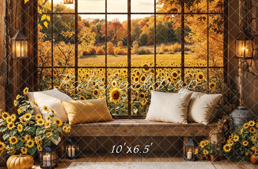 Kate Fall Sunflower Window Pillow Backdrop Designed by Emetselch