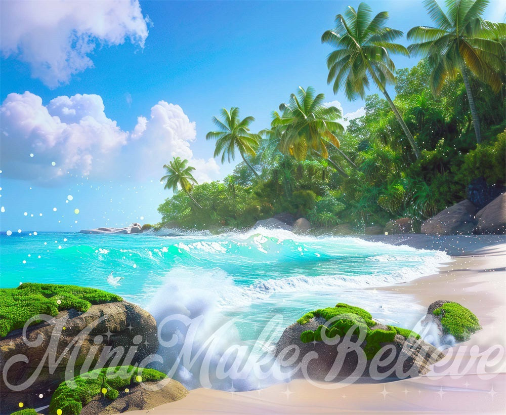 Fondo de Isla en la Playa del Mar Soñador de Verano Diseñado por Mini MakeBelieve