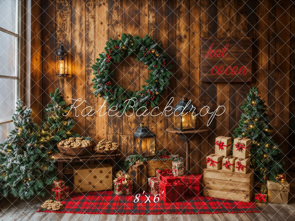 Kate Christmas Indoor Hot Cocoa Cookies Wreath Backdrop Designed by Emetselch