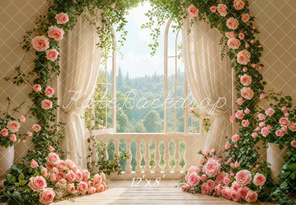 Kate Wedding Rose Floral Arch Window Backdrop Designed by Emetselch