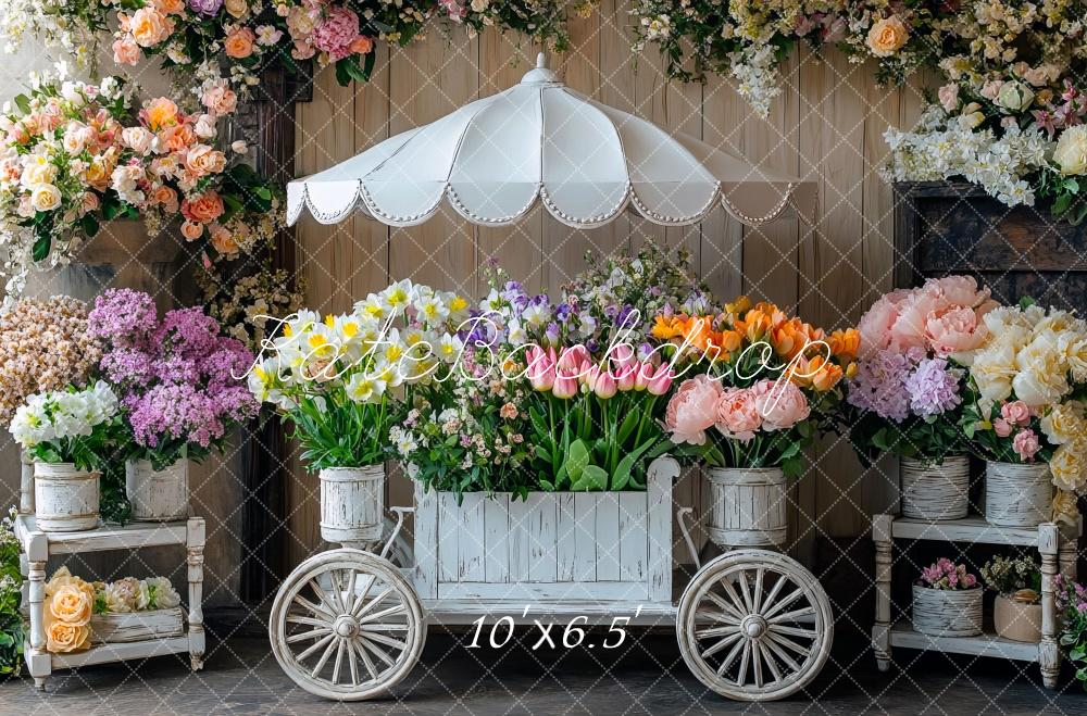 Kate Spring Flower Cart Floral Backdrop Designed by Mini MakeBelieve