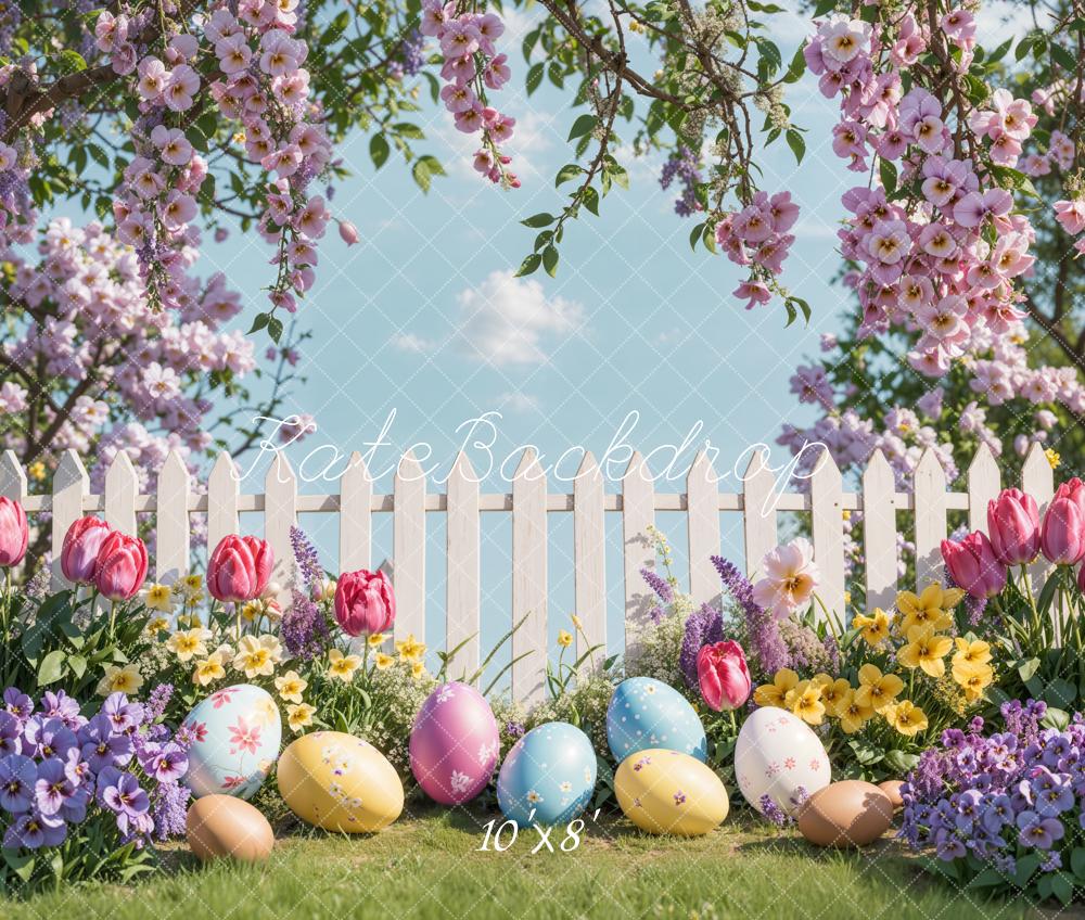 Kate Easter Egg Floral Garden Fence Backdrop Designed by Emetselch