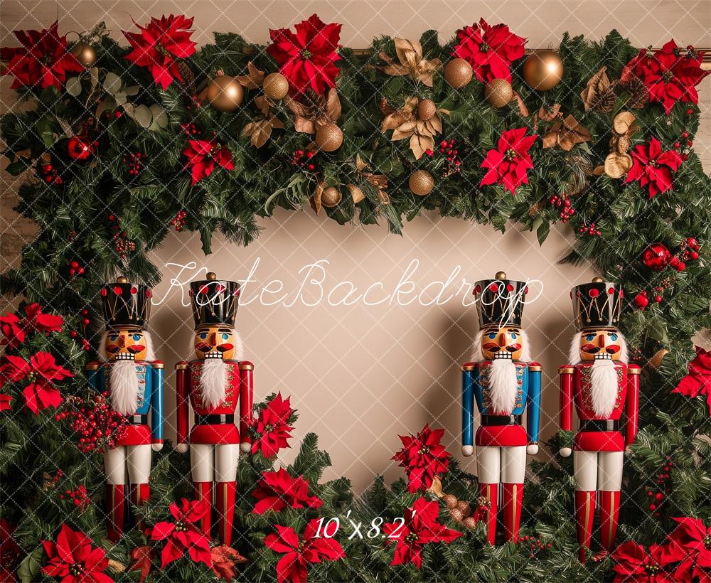 Kate Christmas Nutcracker Poinsettia Garland Backdrop Designed by Patty Roberts