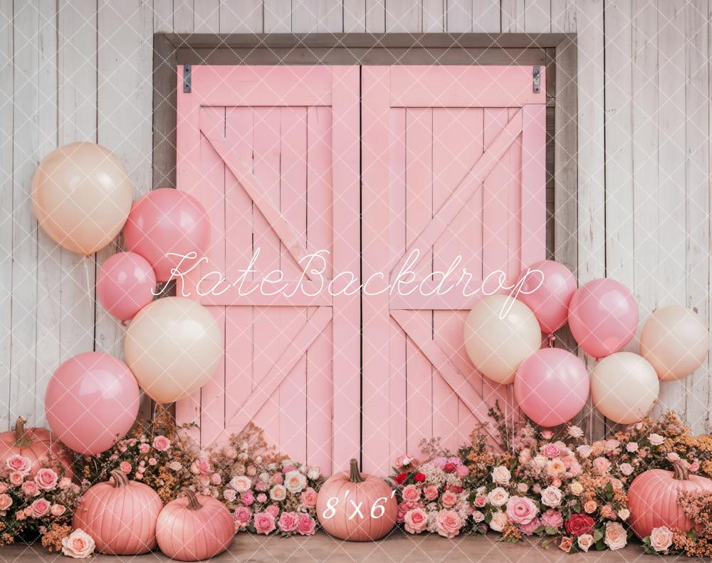 Kate Valentine Barn Door Pink Floral Backdrop Designed by Emetselch