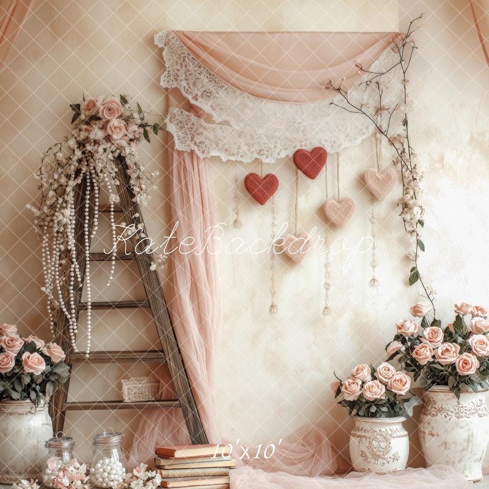 TEST Kate Valentine Rustic Pink Floral Ladder Backdrop Designed by Patty Roberts