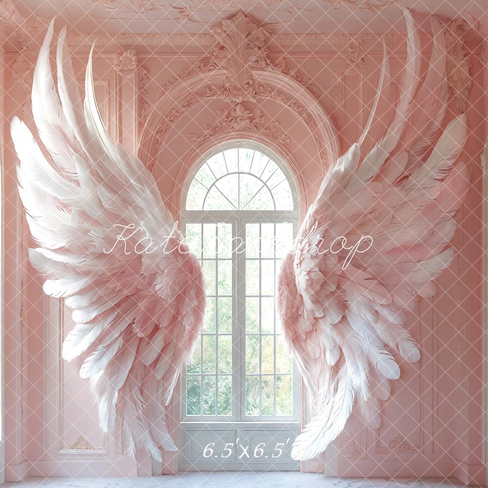 Kate Angel Wings Pink Arched Window Backdrop Designed by Emetselch