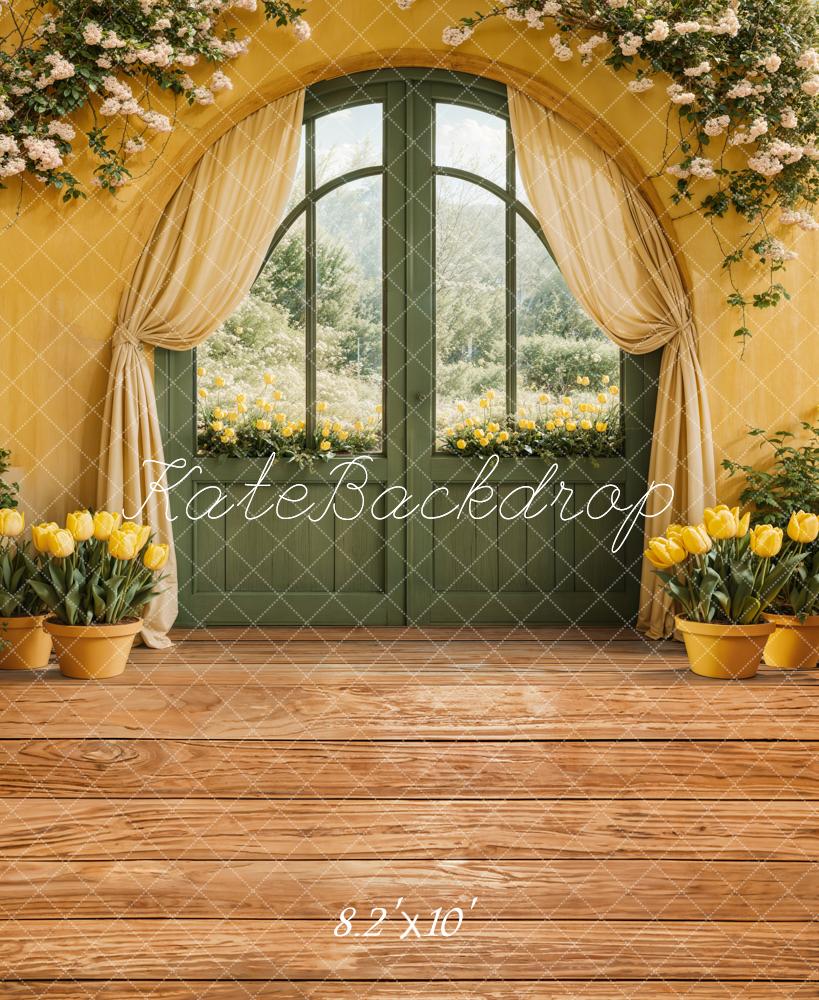 Kate Spring Floral Arch Door Yellow Backdrop Designed by Emetselch