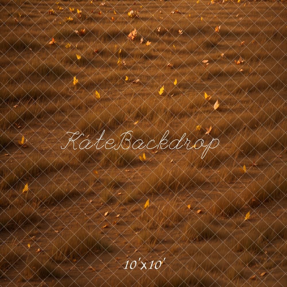 Kate Fall Leaves Grass Backdrop Designed by Emetselch