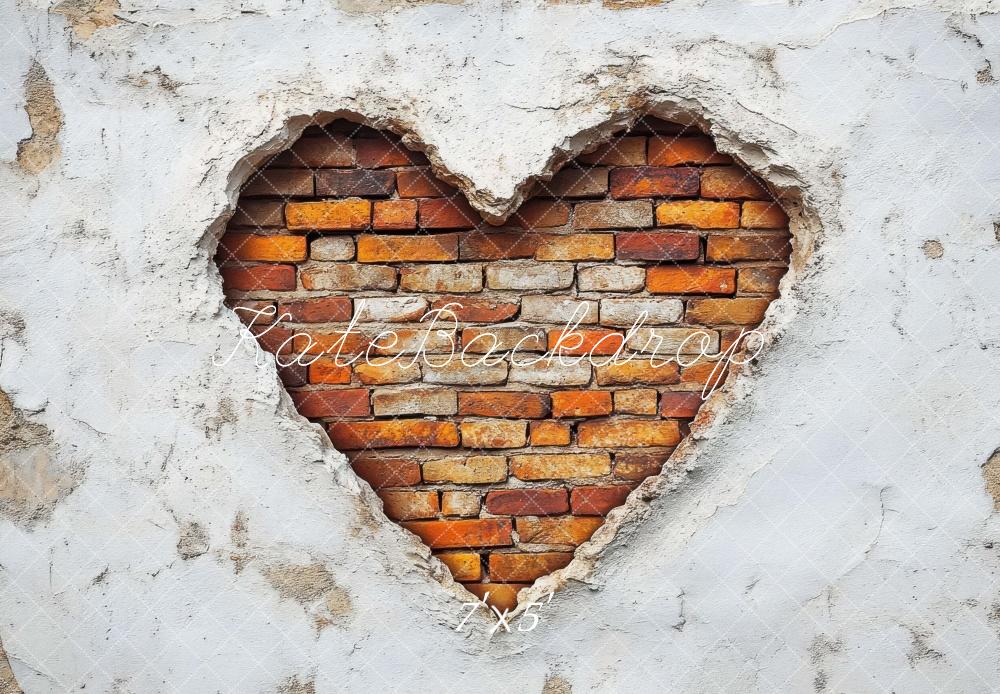 Valentine Heart Brick Vintage Wall Foto Achtergrond Designed by Mini MakeBelieve