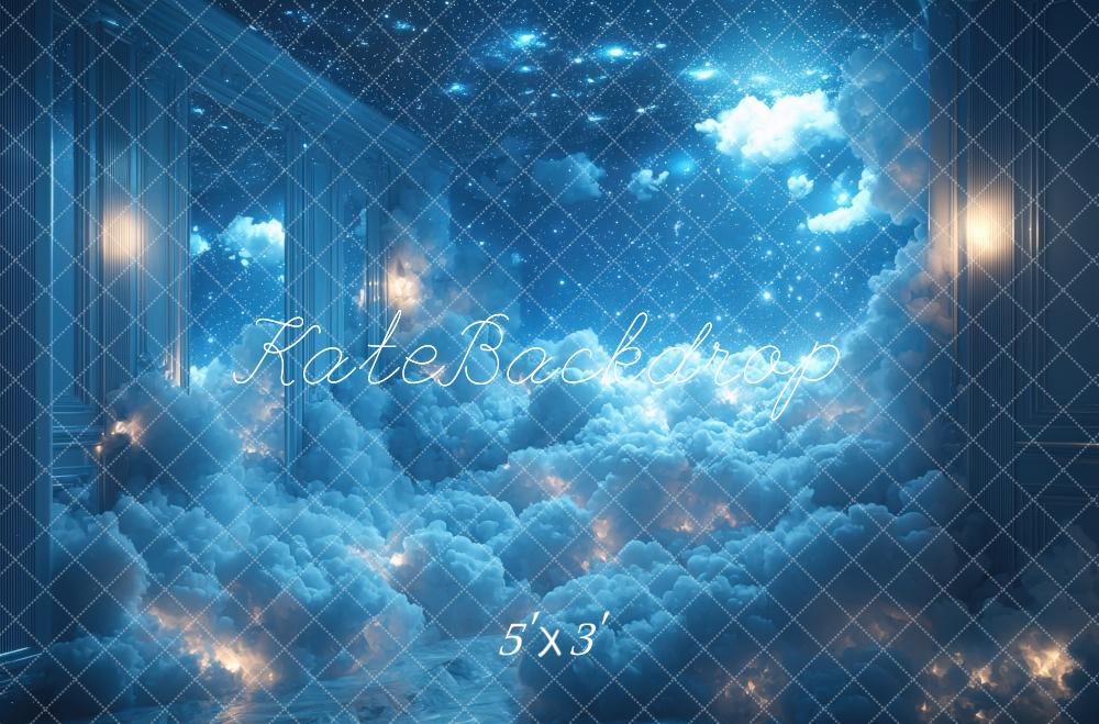 Kate Blue Fantasy Cloudy Room Backdrop Designed by Mini MakeBelieve