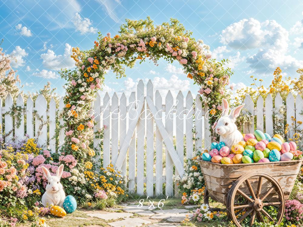 Kate Easter Bunny Flower Arch Fence Backdrop Designed by Emetselch