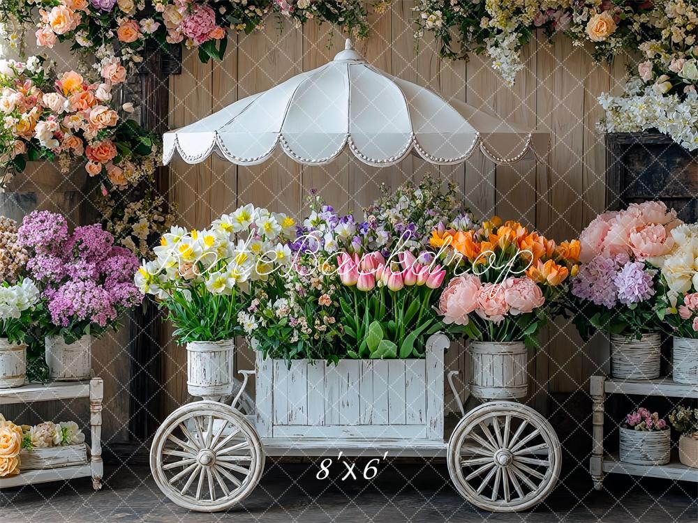 Kate Spring Flower Cart Floral Backdrop Designed by Mini MakeBelieve