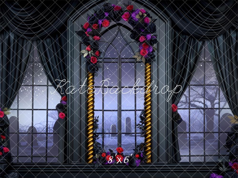 Kate Halloween Skeleton Room Arch Window Backdrop Designed by Mini MakeBelieve