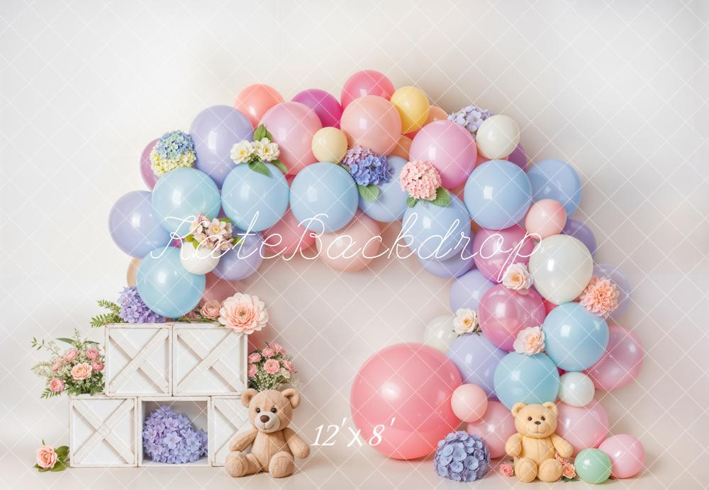 TEST Kate Cake Smash Pastel Balloon Flower Arch Backdrop Designed by Emetselch