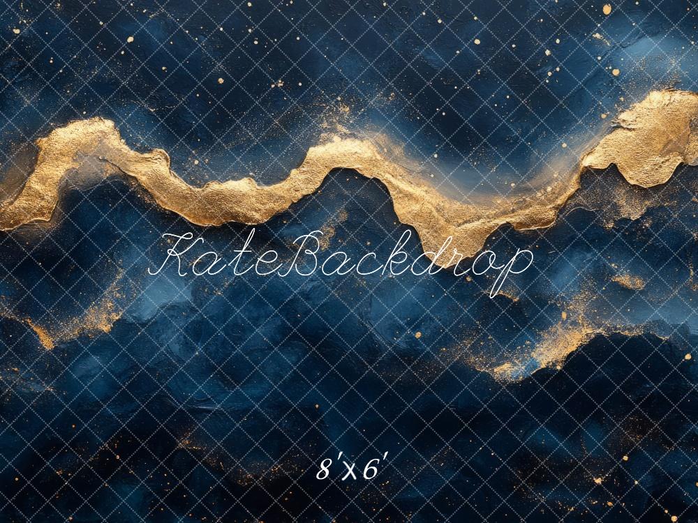 Kate Abstract Gold and Blue Wall Backdrop Designed by Mini MakeBelieve