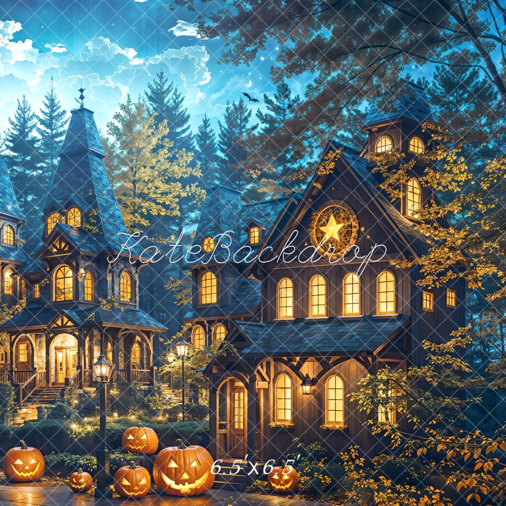 Kate Halloween Pumpkin Forest House Backdrop Designed by Emetselch