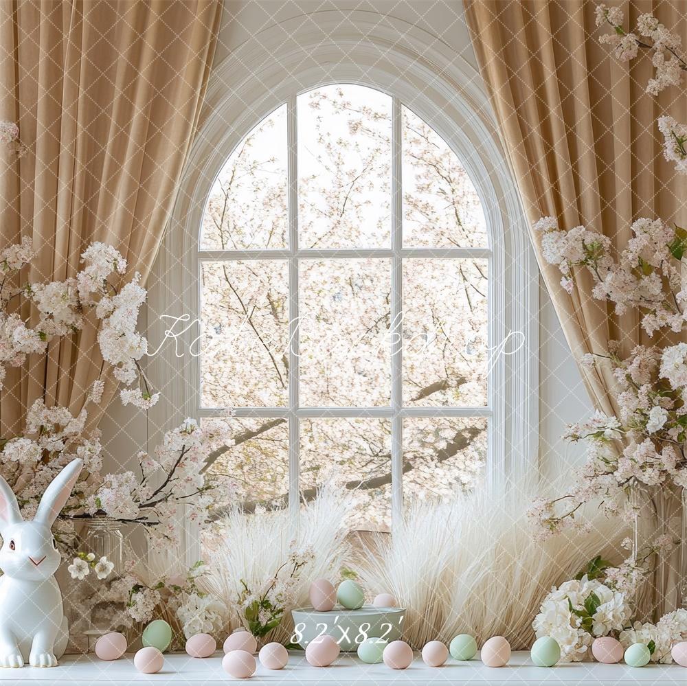 Kate Easter Bunny Floral Arched Window Backdrop Designed by Mini MakeBelieve