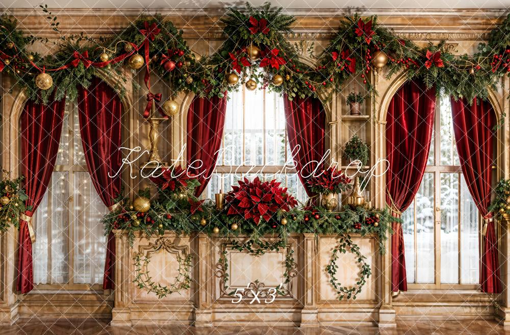 Kate Christmas Vintage Wall Window Backdrop Designed by Emetselch