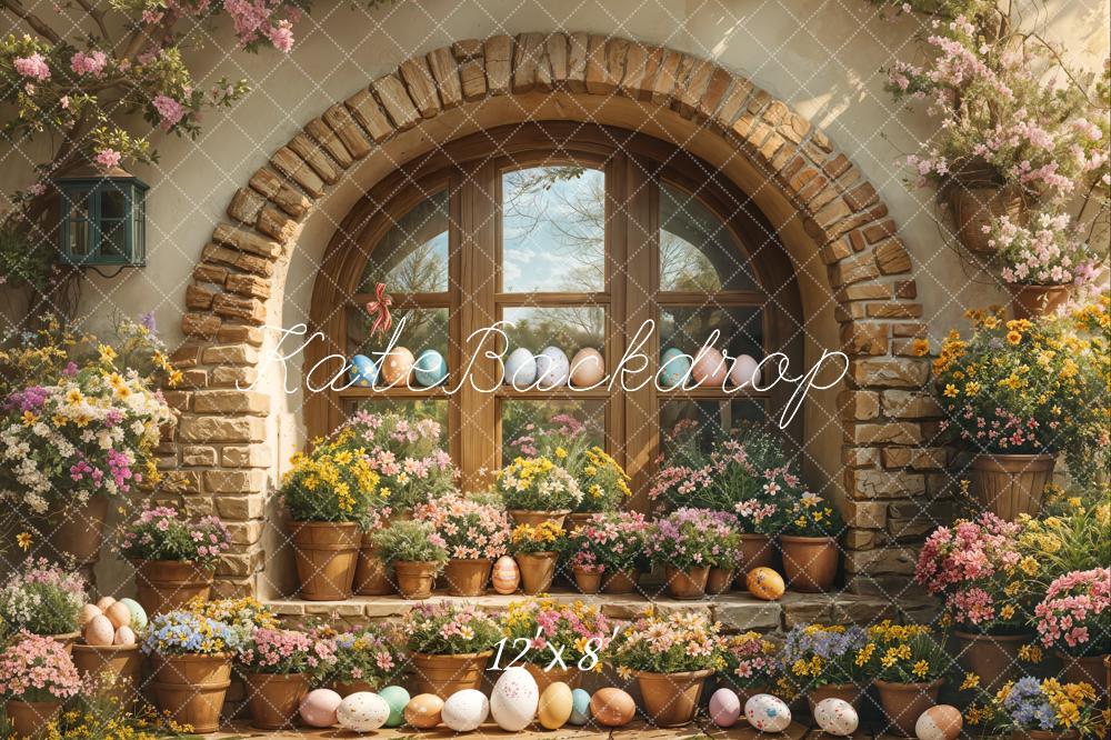 Kate Easter Floral Arched Window Outdoor Backdrop Designed by Emetselch