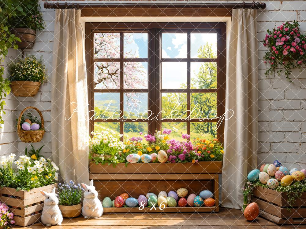 Cortinas de ventana de conejito de Pascua floral diseñadas por Emetselch