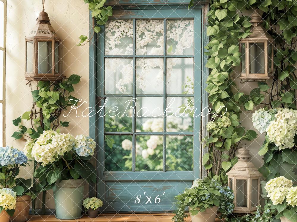 Lightning Deal #5 Kate Spring Floral Window Door Hydrangeas Backdrop Designed by Emetselch