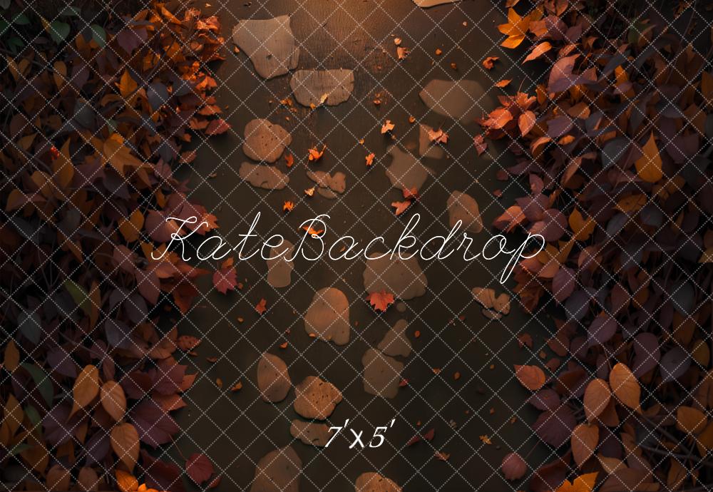 Kate Forest Fallen Leaves Path Floor Backdrop Designed by Kate Image