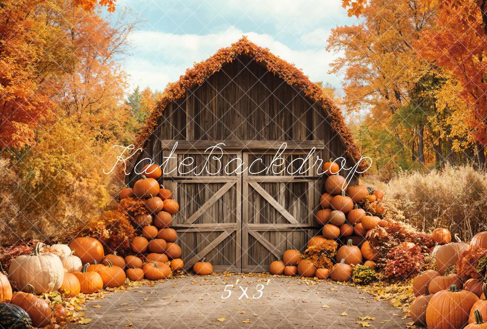 Kate Fall Barn Maple Pumpkins Backdrop Designed by Emetselch