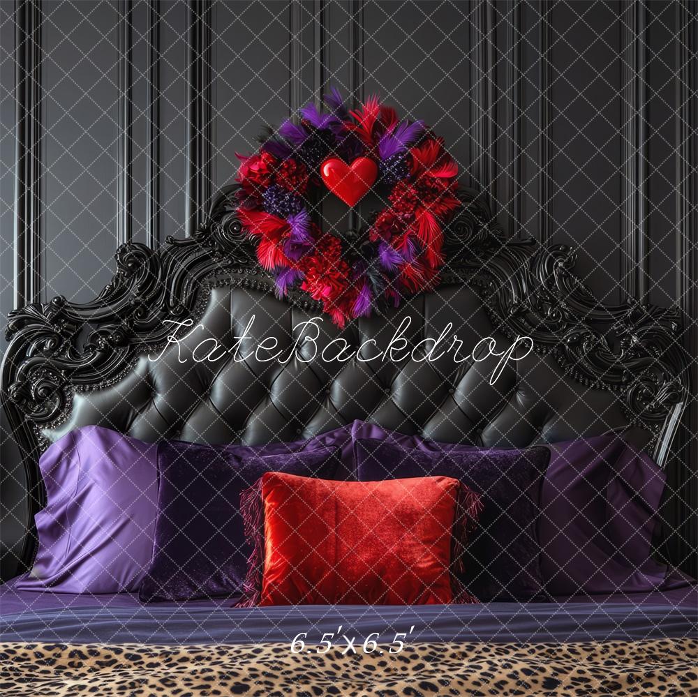 Kate Valentine Headboard Heart Black Retro Backdrop Designed by Mini MakeBelieve