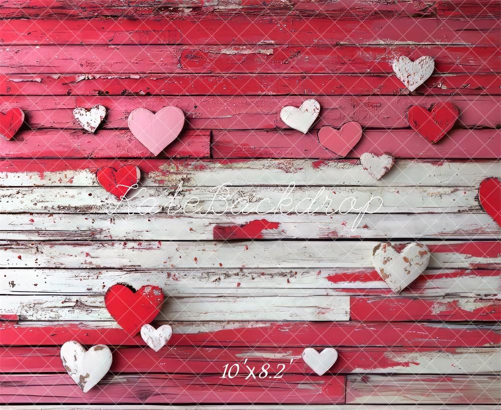 Kate Valentine Red Heart Wood Floor Backdrop Designed by Mini MakeBelieve