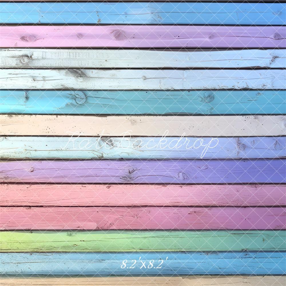 Kate Colorful Pastel Wooden Plank Floor Backdrop Designed by Mini MakeBelieve