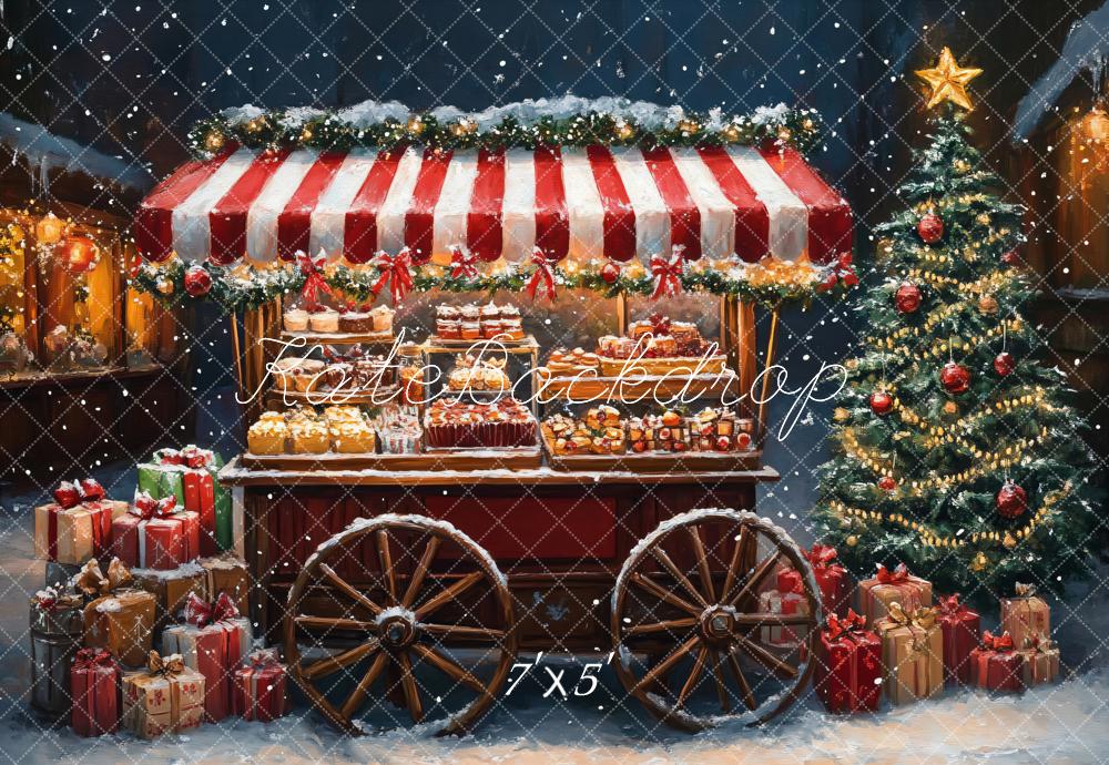 Kerst Snoepwagen Boom Met Cadeaus Foto Achtergrond Designed by Emetselch