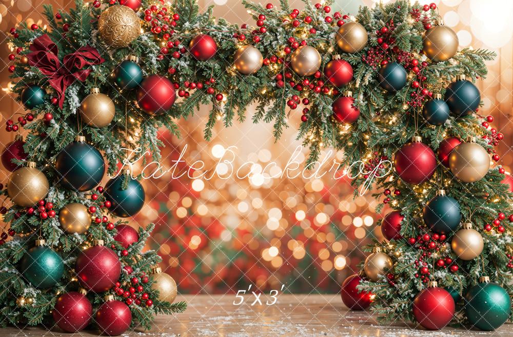 Kate Colorful Christmas Ornament Arch Bokeh Backdrop Designed by Emetselch