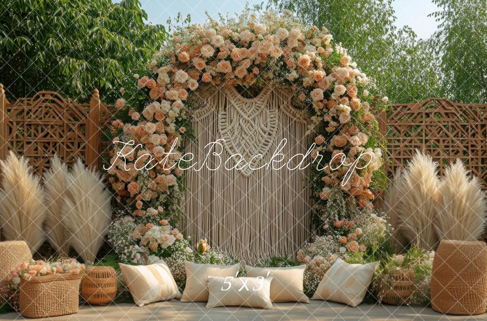 Kate Bohemian Floral Arch Pampas Grass Backdrop Designed by Mini MakeBelieve