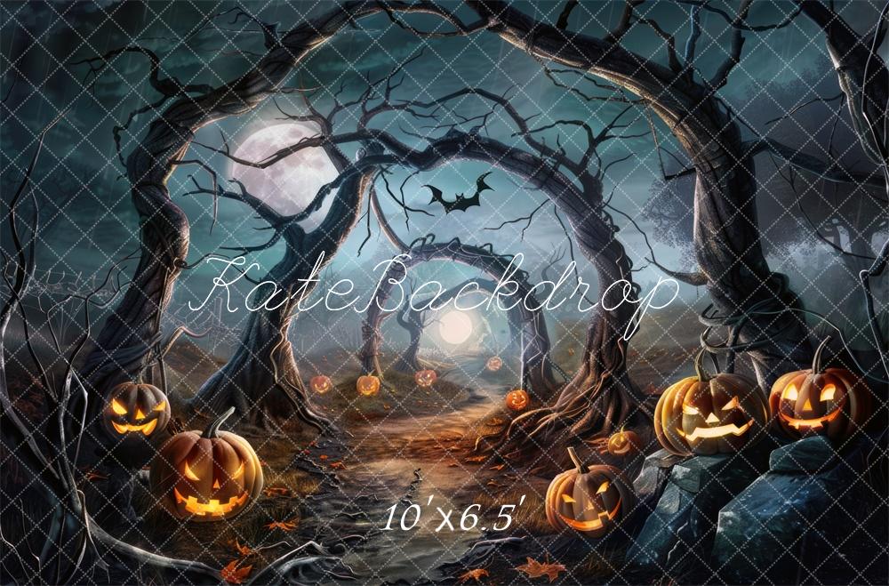 Fondo de camino del bosque espeluznante de Halloween diseñado por Mini MakeBelieve