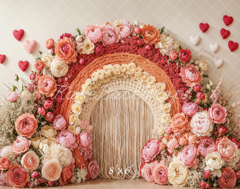 Bohemian Floral Arch Heart Pink Foto Achtergrond Designed by Emetselch