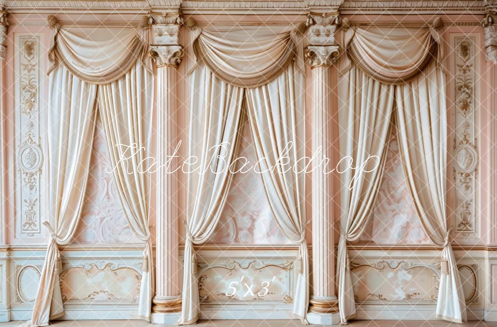 Kate White Curtains Pink Regal Draped Columns Backdrop Designed by Patty Robert