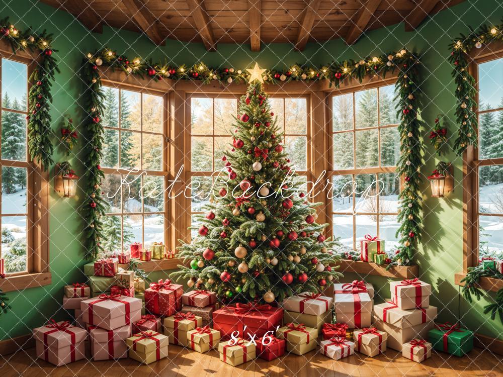 Kate Christmas Tree Winter Interior Windows Backdrop Designed by Emetselch