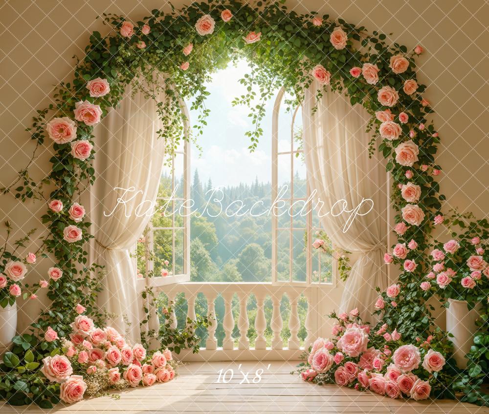 Kate Wedding Rose Floral Arch Window Backdrop Designed by Emetselch