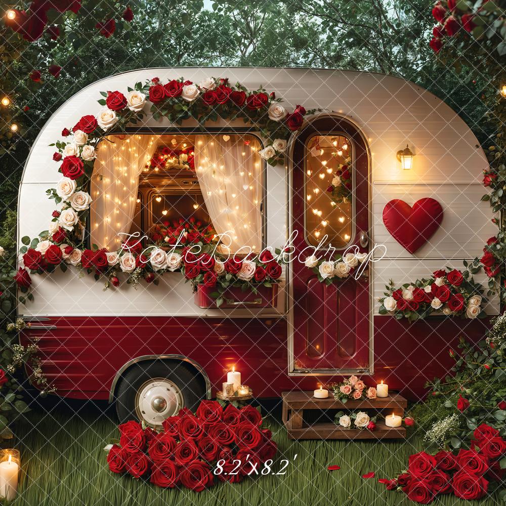 Kate Valentine's Day Romantic Flower Camper Backdrop Designed by Emetselch