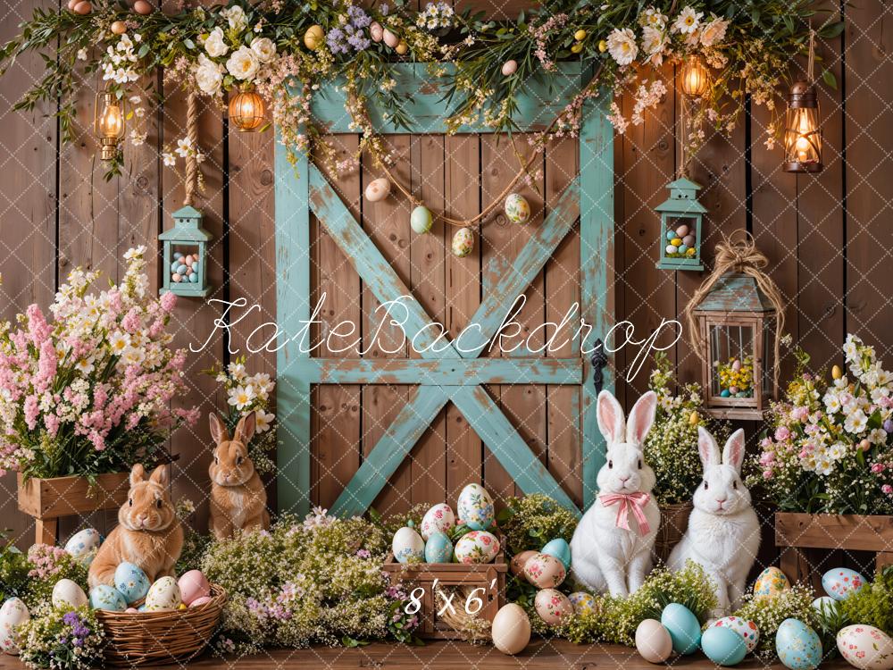 Fondo Floral de Puerta de Granja de Conejo de Pascua diseñado por Emetselch