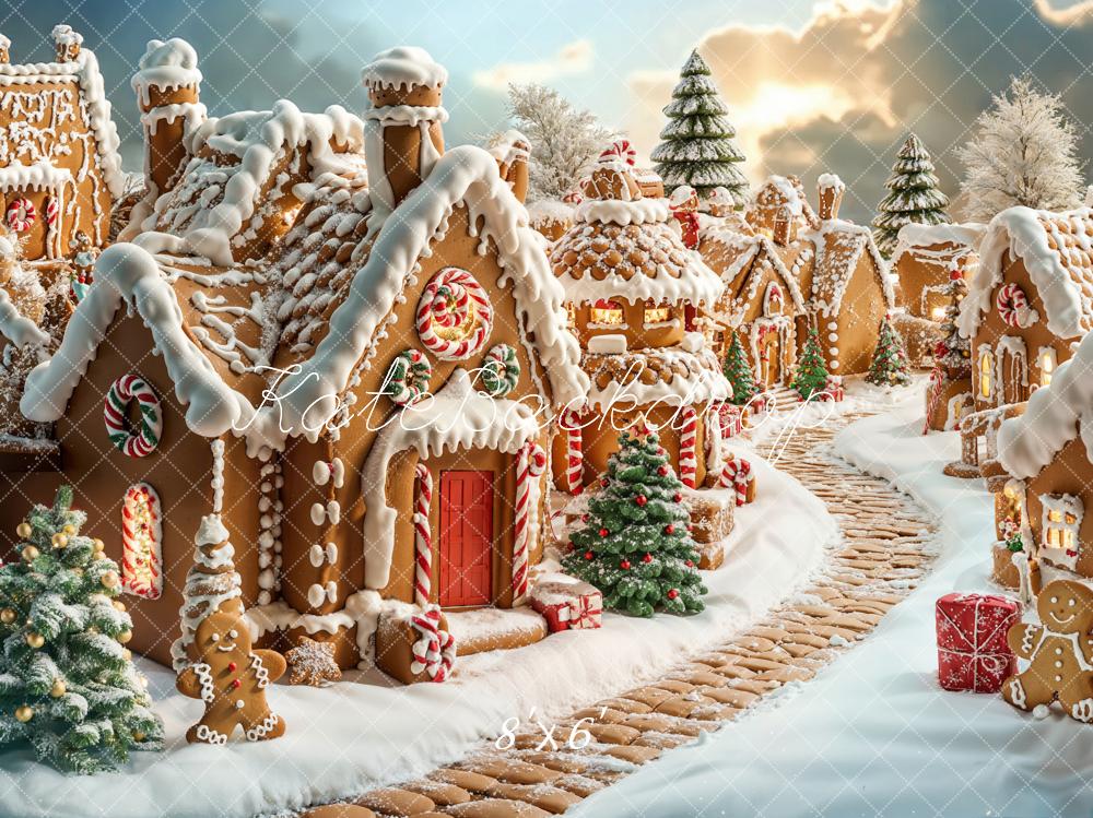 Kate Christmas Gingerbread House Village Backdrop Designed by Emetselch