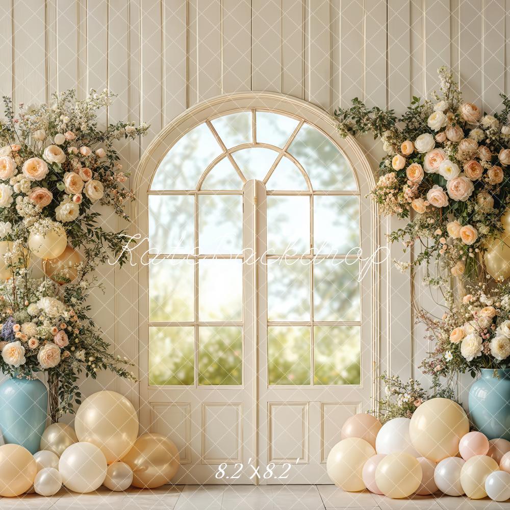 Kate Wedding Floral Arched Window Balloons Backdrop Designed by Emetselch