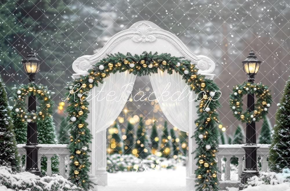 Kate Christmas Snowy Retro Arch Backdrop Designed by Mini MakeBelieve