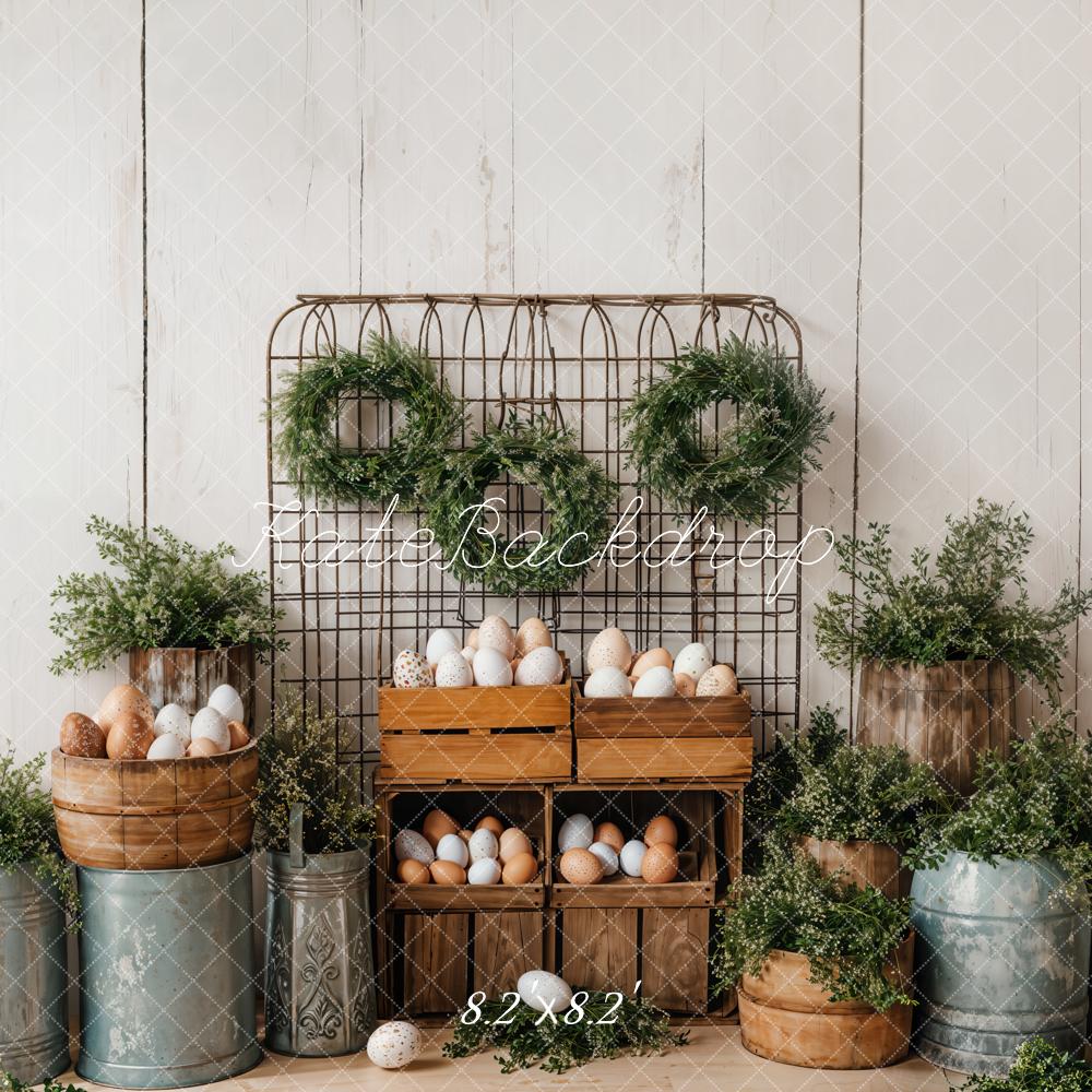 Kate Easter Eggs Greenery Rustic Backdrop Designed by Emetselch